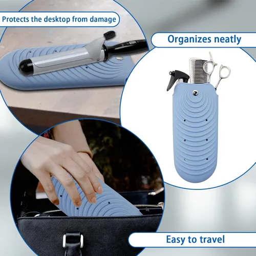 Miniatura 4 de Funda de silicona aislante de calor para herramientas de peinado del cabello, rizadores y planchas planas, cubierta de viaje antideslizante, pequeña