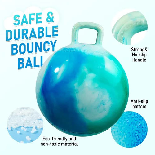 Miniatura 3 de U&C Planet Hoppity - Bola inflable de 18 pulgadas con asa para niños de 3 a 6 años Hoppity Hop Sit and Bounce Jumping Hopping con bomba y caja