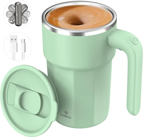 Miniatura 11 de Taza mezcladora eléctrica de 12 onzas, recargable, regalo para los amantes del café y uso en la oficina (negro)