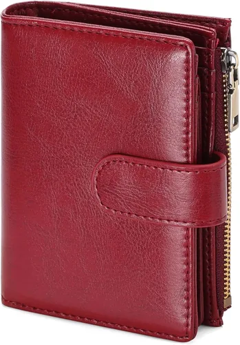 Miniatura 24 de GAEKEAO Cartera pequeña de cuero vegano con bloqueo RFID plegable para mujer, tarjetero compacto con bolsillo con cremallera y ventana