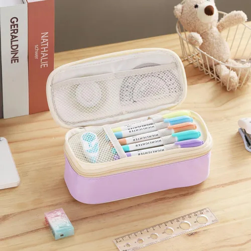 Miniatura 6 de Dugio Estuche grande para lápices de gran capacidad con cremallera para niñas, niños, adultos, papelería, estuche organizador para la escuela