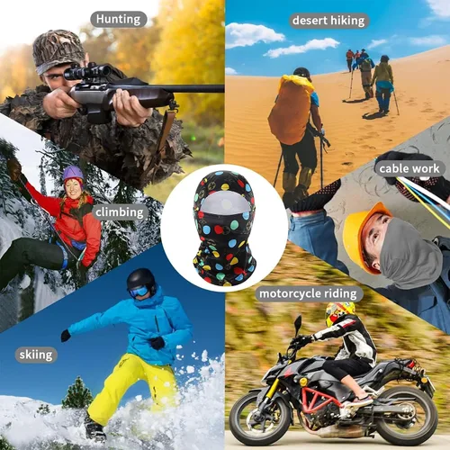 Miniatura 7 de Achiou - Pasamontañas, máscara facial, para hombres o mujeres, máscara de cara completa con capucha, para nieve, motocicleta, correr, clima frío