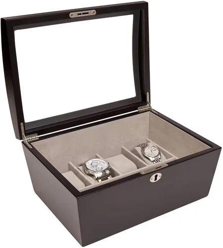 Miniatura 9 de Mele Co Royce - Caja de madera con tapa de cristal de bloqueo personalizada para relojes y accesorios