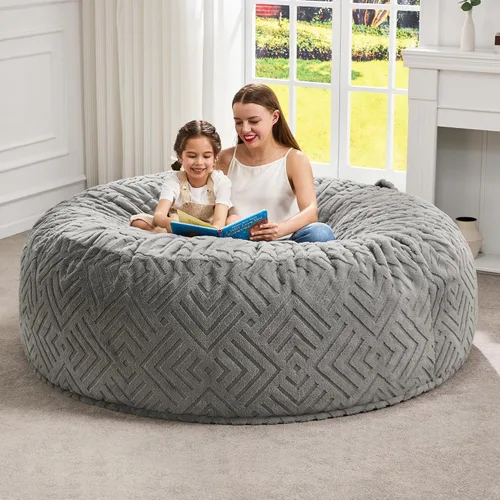 Miniatura 36 de Hobestluk Sillas de Puf para Adultos, Silla de Puf con Relleno, Bolsas Grandes con Funda de Felpa en Relieve, Sillas de Puf Gigantes para Adultos