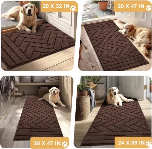 Miniatura 7 de Tindbea Tapete para perro para patas fangosas, absorbe la humedad, la suciedad, antideslizante, lavable, tapete de barro para perros, parte trasera