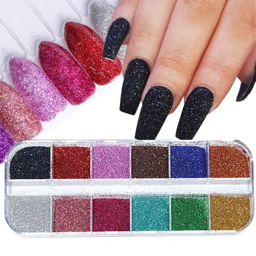 Polvo de uñas láser de 12 colores, pigmentos holográficos con purpurina de camaleón, cromado, diseño de uñas, para mujeres y niñas, consejos de
