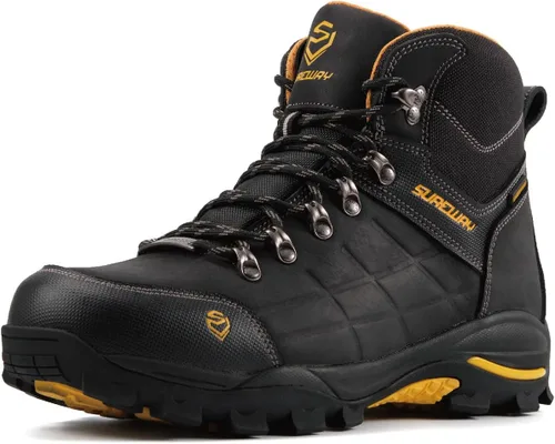 Miniatura 10 de SUREWAY Botas de trabajo impermeables de acero y punta suave de 6 pulgadas para hombre, botas de seguridad de cuero antideslizantes