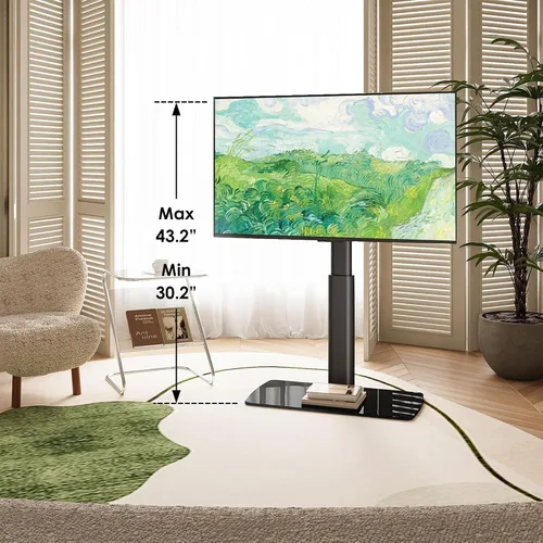 Miniatura 2 de FITUEYES - Soporte universal para TV de 43 a 80 85 pulgadas, soporte alto giratorio para TV, reemplazo de base de pie de TV de mesa, soporte de mesa