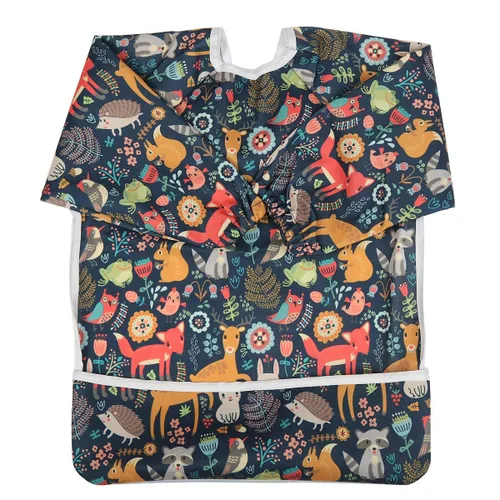 Miniatura 27 de Babero de bebé manga camisa con bolsillo 1-3 años pintura para niñas (Flamingo Cactus)