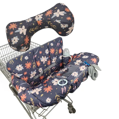 Miniatura 10 de Funda para carrito de compras para bebé/niño pequeño, funda para silla alta 2 en 1, fácil de colocar y quitar, con soporte para teléfono celular