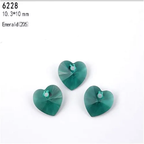 Miniatura 2 de 12 piezas de cristal austriaco auténtico Xilion #6228 de 0.394 in (0.39 pulgadas) colgante en forma de corazón verde esmeralda cuentas de gota