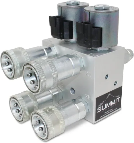 Miniatura 3 de Summit Hydraulics Kit multiplicador hidráulico, válvula divisor/desviadora SCV con acopladores JD estilo antiguo con caja de interruptores