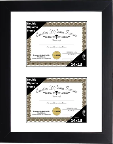 Miniatura 38 de Creative Picture Frames Marco de diploma doble clásico negro de 6 x 8 pulgadas con vidrio negro y colgador de pared instalado