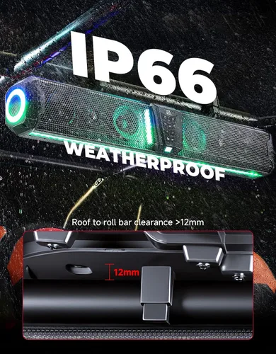 Miniatura 8 de KEMIMOTO Barra de Sonido UTV Midnight 80 2025 de 32 pulgadas, Barra de Sonido para Carrito de Golf Resistente al Agua IP65, Altavoz ATV Bluetooth