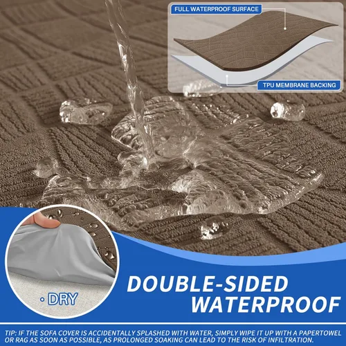 Miniatura 3 de MAXIJIN Funda impermeable para sillón de sala de estar, 1 pieza elástica con brazos, protector de muebles lavable para perros y mascotas (S, café)