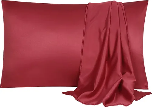 Miniatura 29 de uxcell Paquete de 2 fundas de almohada de satén de seda para cabello y piel, frescas, sedosas, suaves y transpirables, tamaño estándar de 20 x 26