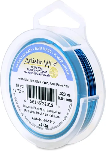 Miniatura 197 de Artistic Wire, alambre para manualidades de calibre 22 bañado en plata, resistente a las manchas, color cobre, blanco, 9,1 m