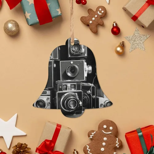 Miniatura 2 de Christmas Wooden Ornaments Retro Cool Camera Collection Xmas Tree Hanging Bell Shape Christmas Hanging Decoration for New Year Holiday Party Decor 2
