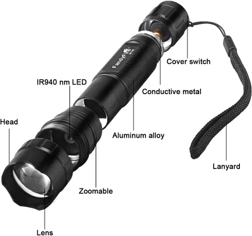 Miniatura 4 de 940nm IR linterna iluminador luz infrarroja visión nocturna foco ajustable LED linterna antorcha para caza (no incluye batería)