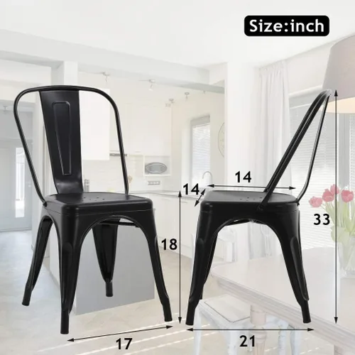 Miniatura 3 de Sillas de metal para interiores y exteriores, sillas laterales apilables para restaurante, bistró, cafetería, Tolix con respaldo, juego de 2, sillas