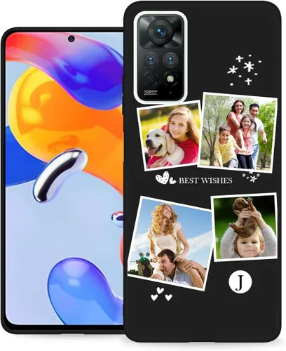 Miniatura 13 de Funda de teléfono personalizada para Redmi Note 11 Pro (5G) y Note 12 Pro 4G con nombre de collage de fotos múltiples, funda de silicona negra