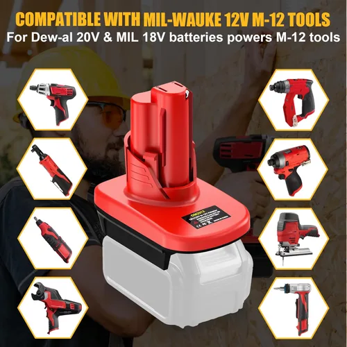 Miniatura 5 de EID Convertidor adaptador de batería para DeWalt 20V y para Milwaukee 18V M18 batería a alimentación para herramientas inalámbricas Milwaukee M12 12V