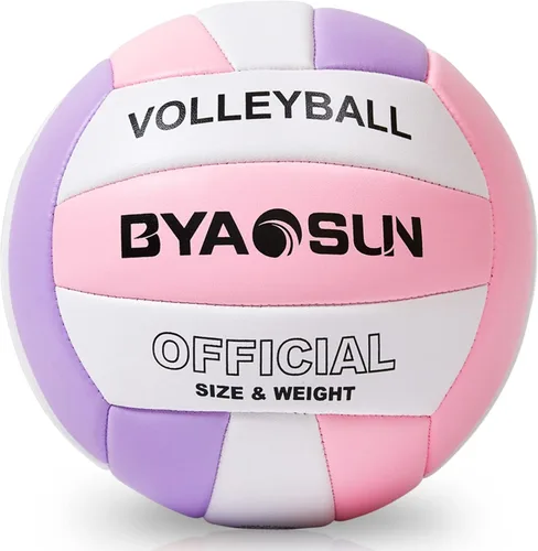 Soft Official Volleyball for Indoor Outdoor Beach, Size 5 Training Volleyball for Beginner Teenager Adult Rosado/Púrpura