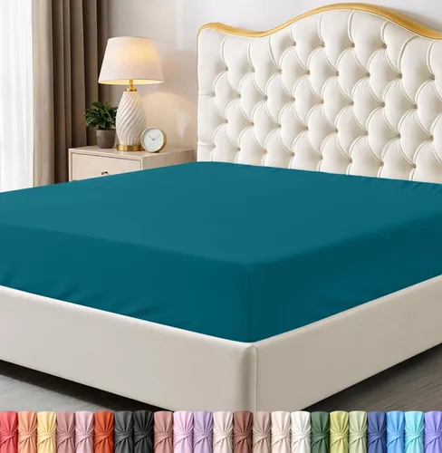 Miniatura 20 de Utopia Bedding Sábana Bajera Completa Ajustada - Sábana de Fondo - Bolsillo Profundo - Microfibra Suave - Resistente al Encogimiento y la Azul Spa