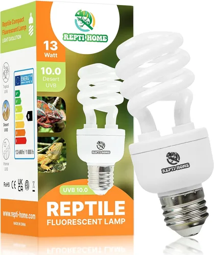 Luz UVB para Reptiles 10.0, Bombilla UVA UVB de 13W para Reptiles del Desierto, Lámpara Compacta para Terrario del Desierto, Bombilla UVB para