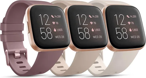 Miniatura 14 de PAQUETE DE 3 Bandas de Silicona Suave Compatibles con Fitbit Versa Bandas Deportivas Ajustables para Mujeres y Hombres Tallas Pequeña y Grande
