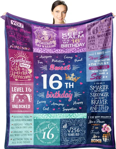 Miniatura 11 de Regalos de cumpleaños para niñas de 15 años – Manta de regalos de quinceañera de 60 x 50 pulgadas – Regalo para niñas de 15 años – Regalos de 15º