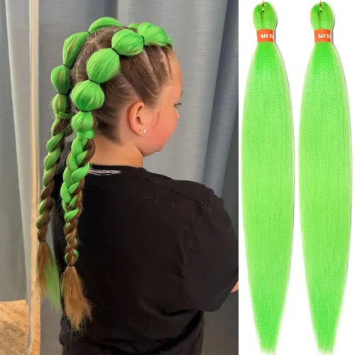 Miniatura 29 de Cabello trenzado preestirado ombré, extensiones de cabello trenzado sedoso, sin picazón, trenzas de cabello trenzado de ganchillo con textura Yaki