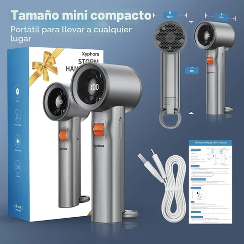 Miniatura 8 de Ventilador turbo portátil de mano para exteriores, mini ventilador de bolsillo personal de mano de 5000 mAh para un potente flujo de aire de viento