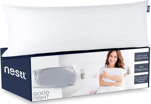 Nestl Almohada corporal para adultos – Almohada larga para cama – Almohada de embarazo alternativa de plumón – Almohada 100% algodón con relleno de