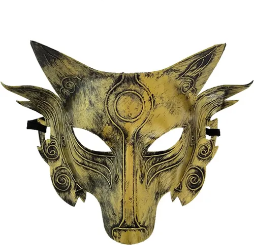 Miniatura 6 de Suministros de rendimiento de Halloween, máscara de cabeza de lobo de animales, accesorios de plateado