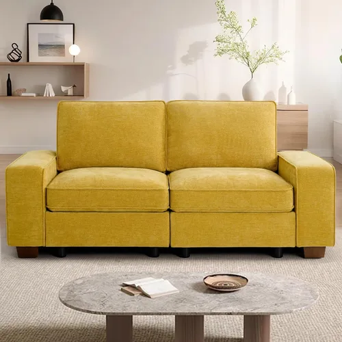 Miniatura 58 de TEKAMON Sofá Modular de 100" con Almacenamiento en los Asientos, Cómodo Sofá de Tela Chenilla de 3 Plazas para Sala de Estar, Oficina, Apartamento