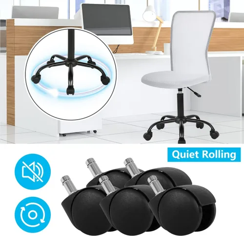 Miniatura 6 de BLKMTY Silla ergonómica blanca moderna, Silla de oficina de malla, sillas de escritorio para computadora sin brazos, altura ajustable, soporte Blanco