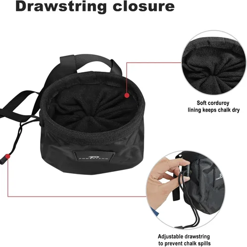 Miniatura 2 de Bolsa de tiza para escalada en roca y bouldering: bolsa de tiza para interiores y exteriores, para hombres y mujeres, equipo y accesorios de escalada