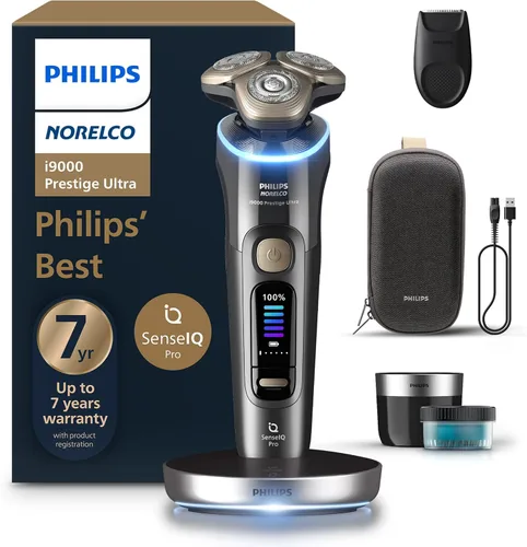 Miniatura 8 de Philips Norelco Shaver i9000 Prestige Ultra, afeitadora eléctrica en seco y húmedo, degradado negro, tecnología SenseIQ Pro, sistema de triple