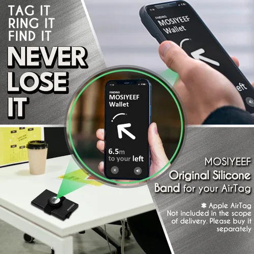 Miniatura 3 de MOSIYEEF Cartera desplegable con soporte AirTag, Negro -, Cartera Rfid