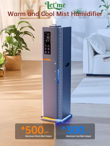 Miniatura 4 de Humidificadores de 2.64 galones para habitación grande, niebla cálida y fría de hasta 500 pies cuadrados, difusor de llenado superior de luz