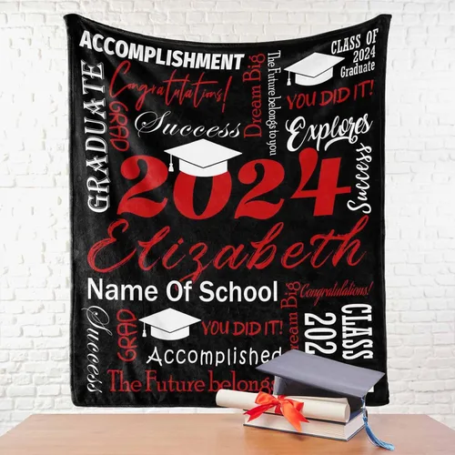 Miniatura 4 de Manta personalizada de graduación 2025 para regalo de graduación de graduado, nombre personalizado de graduado y manta escolar, manta suave y ligera