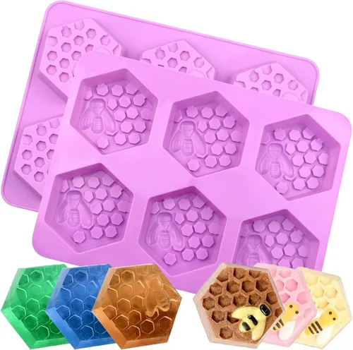 Miniatura 7 de Paquete de 2 moldes de silicona para jabón de 12 cavidades, molde de cubitos de hielo, molde de silicona para hornear de media esfera para jabón
