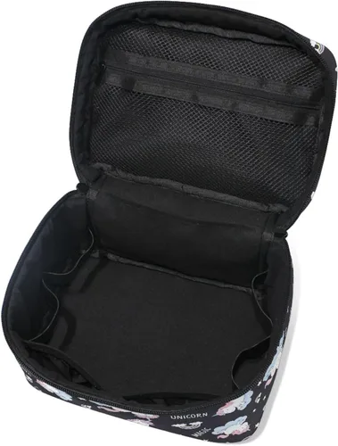 Miniatura 5 de Bolsa de maquillaje, bolsa organizadora de maquillaje de viaje con estampado de leopardo rosa, neceser para niñas, mujeres y mujeres, Unicornio 227