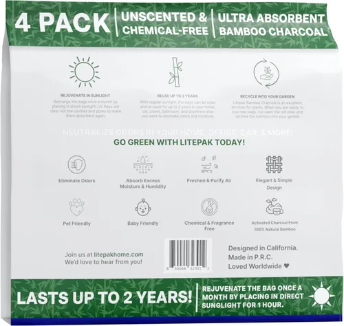 Miniatura 6 de Litepak Desodorizador de zapatos y eliminador de olores de carbón activado absorbente de olores para zapatos y bolsas de gimnasio, ambientador