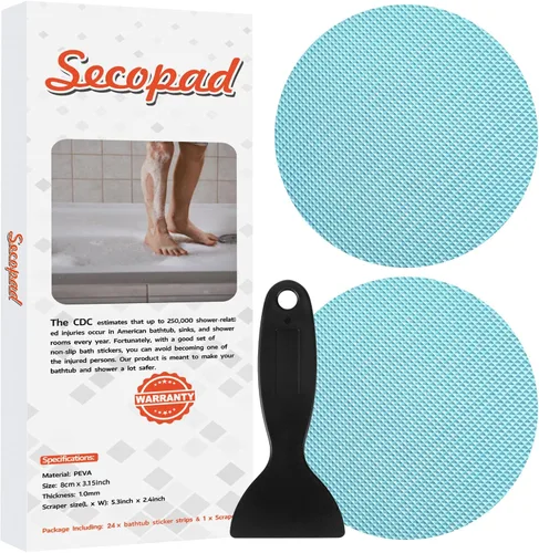 Miniatura 11 de Secopad 24 PCS Calcomanías Originales Antideslizantes para Bañera, Seguridad para Bañeras y Duchas, Bandas Antideslizantes Adhesivas, Raspador