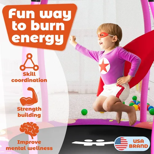 Miniatura 3 de Happin® - Cama elástica de 55 pulgadas para niños con cerca de seguridad, trampolín interior y exterior para niños pequeños, diseño ultra seguro