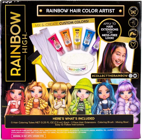 Miniatura 8 de Rainbow High Horizon Group USA, incluye 5 vibrantes geles de coloración para el cabello, 3 extensiones con clip para menos desorden, tazón de mezcla