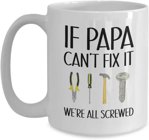 Miniatura 2 de Taza de café de cerámica moderna blanca de 11 onzas, regalo divertido del día del padre, regalo para el mejor papá