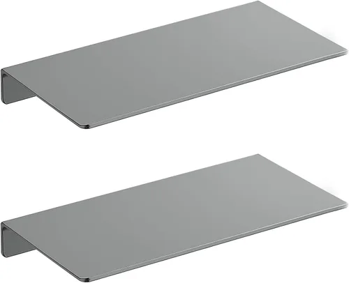 Miniatura 19 de Danpoo Pequeño estante flotante para almacenamiento en la pared, mini estante de exhibición para coleccionables, estante de pared de metal para Negro